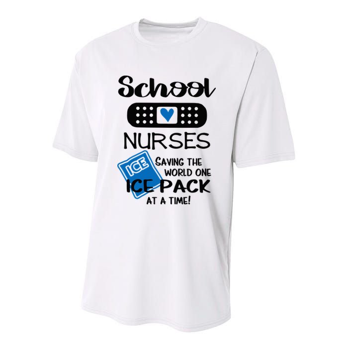 School Nurse Saving The World One Ice Pack At A Time! Youth Performance Sprint T-Shirt