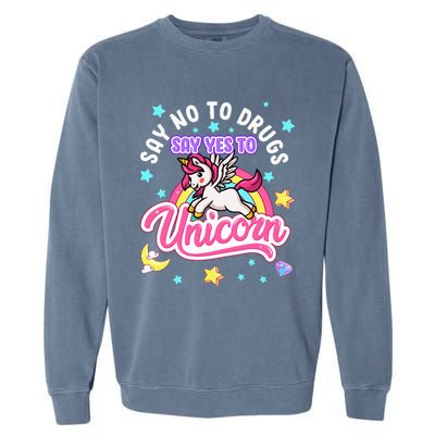 Say No Say Yes to Unicorns Red Ribbon Week Garment-Dyed Sweatshirt