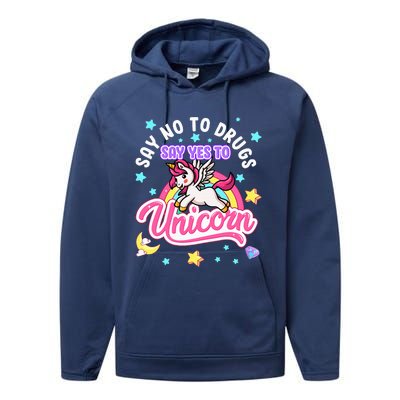 Say No Say Yes to Unicorns Red Ribbon Week Performance Fleece Hoodie