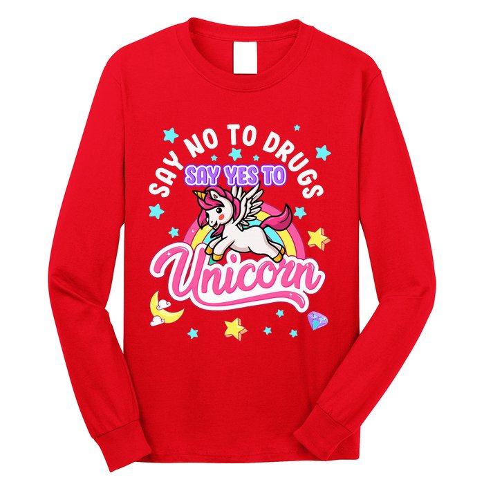 Say No Say Yes to Unicorns Red Ribbon Week Long Sleeve Shirt