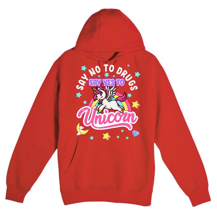 Say No Say Yes to Unicorns Red Ribbon Week Premium Pullover Hoodie