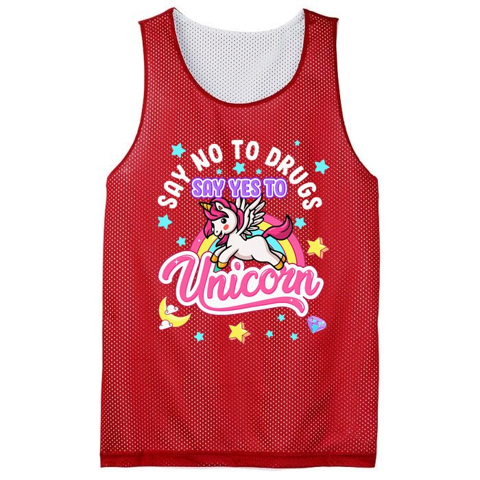 Say No Say Yes to Unicorns Red Ribbon Week Mesh Reversible Basketball Jersey Tank