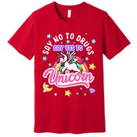 Say No Say Yes to Unicorns Red Ribbon Week Premium T-Shirt