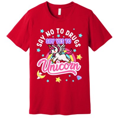 Say No Say Yes to Unicorns Red Ribbon Week Premium T-Shirt