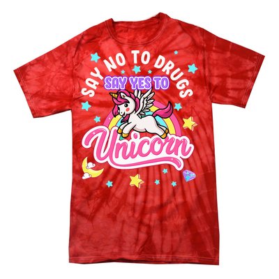 Say No Say Yes to Unicorns Red Ribbon Week Tie-Dye T-Shirt