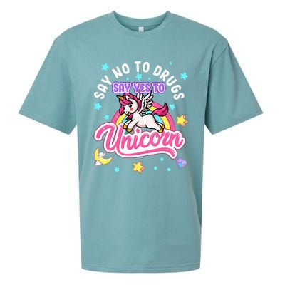 Say No Say Yes to Unicorns Red Ribbon Week Sueded Cloud Jersey T-Shirt