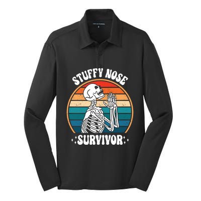 Stuffy Nose Survivor Funny Saying Cool Gift Silk Touch Performance Long Sleeve Polo