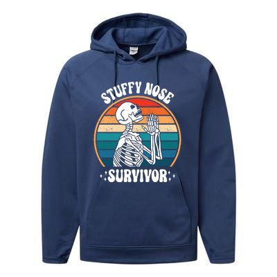 Stuffy Nose Survivor Funny Saying Cool Gift Performance Fleece Hoodie