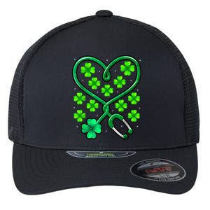 Shamrock Nurse St Patricks Day Stethoscope Heartbeat Clover Flexfit Unipanel Trucker Cap