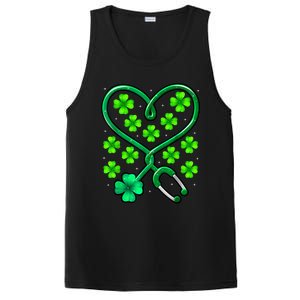 Shamrock Nurse St Patricks Day Stethoscope Heartbeat Clover PosiCharge Competitor Tank