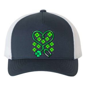 Shamrock Nurse St Patricks Day Stethoscope Heartbeat Clover Yupoong Adult 5-Panel Trucker Hat