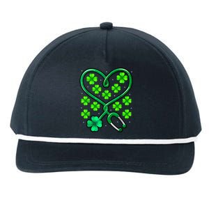 Shamrock Nurse St Patricks Day Stethoscope Heartbeat Clover Snapback Five-Panel Rope Hat