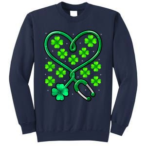 Shamrock Nurse St Patricks Day Stethoscope Heartbeat Clover Sweatshirt