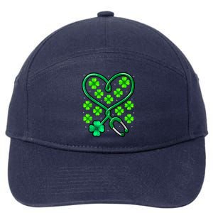 Shamrock Nurse St Patricks Day Stethoscope Heartbeat Clover 7-Panel Snapback Hat