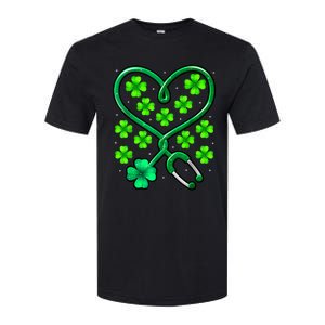 Shamrock Nurse St Patricks Day Stethoscope Heartbeat Clover Softstyle CVC T-Shirt