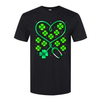 Shamrock Nurse St Patricks Day Stethoscope Heartbeat Clover Softstyle CVC T-Shirt