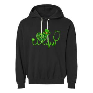 Stethoscope Nurse St Patrick's Day Lucky Nurse Shamrock Garment-Dyed Fleece Hoodie