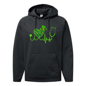 Stethoscope Nurse St Patrick's Day Lucky Nurse Shamrock Performance Fleece Hoodie