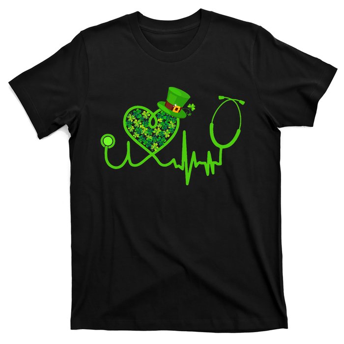 Stethoscope Nurse St Patrick's Day Lucky Nurse Shamrock T-Shirt