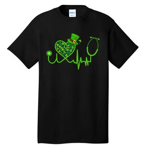 Stethoscope Nurse St Patrick's Day Lucky Nurse Shamrock Tall T-Shirt