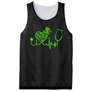 Stethoscope Nurse St Patrick's Day Lucky Nurse Shamrock Mesh Reversible Basketball Jersey Tank