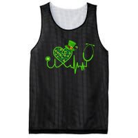 Stethoscope Nurse St Patrick's Day Lucky Nurse Shamrock Mesh Reversible Basketball Jersey Tank