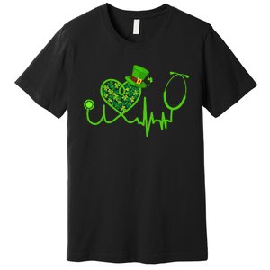 Stethoscope Nurse St Patrick's Day Lucky Nurse Shamrock Premium T-Shirt