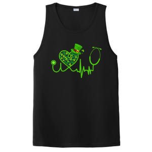 Stethoscope Nurse St Patrick's Day Lucky Nurse Shamrock PosiCharge Competitor Tank