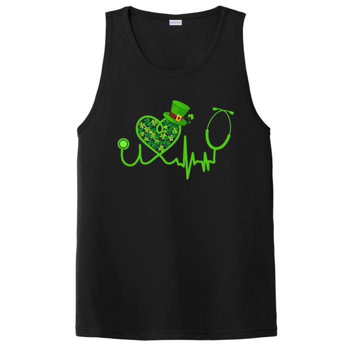 Stethoscope Nurse St Patrick's Day Lucky Nurse Shamrock PosiCharge Competitor Tank