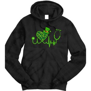 Stethoscope Nurse St Patrick's Day Lucky Nurse Shamrock Tie Dye Hoodie