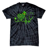 Stethoscope Nurse St Patrick's Day Lucky Nurse Shamrock Tie-Dye T-Shirt