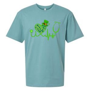 Stethoscope Nurse St Patrick's Day Lucky Nurse Shamrock Sueded Cloud Jersey T-Shirt