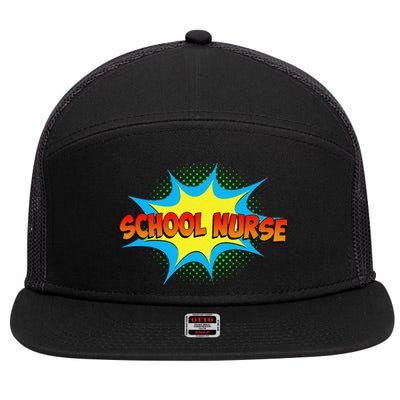 School Nurse Superhero Comics Cool International Nurses Day 7 Panel Mesh Trucker Snapback Hat