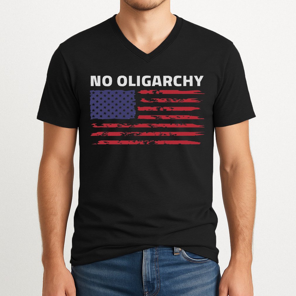 Say No To Oligarchy Usa Us American V-Neck T-Shirt