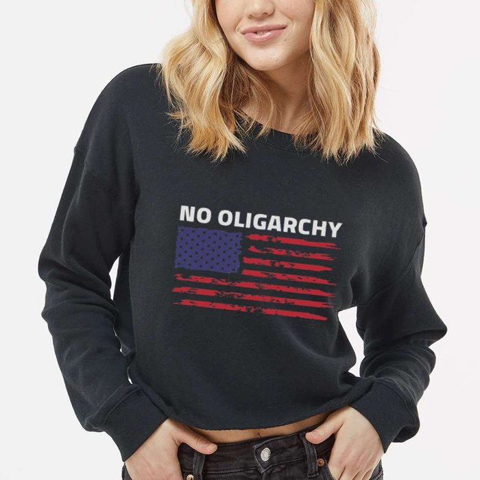 Say No To Oligarchy Usa Us American Cropped Pullover Crew