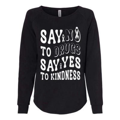 Say No to Drugs Say Yes to Kindness Groovy Red Ribbon Week Womens California Wash Sweatshirt