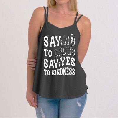 Say No to Drugs Say Yes to Kindness Groovy Red Ribbon Week Women's Strappy Tank