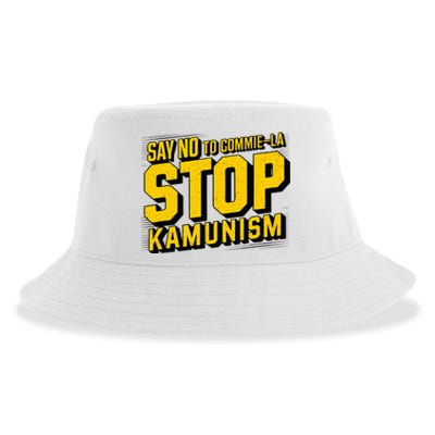 Say No To Commie La Stop Kamunism Funny Anti Kamala Harris Sustainable Bucket Hat