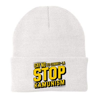 Say No To Commie La Stop Kamunism Funny Anti Kamala Harris Knit Cap Winter Beanie