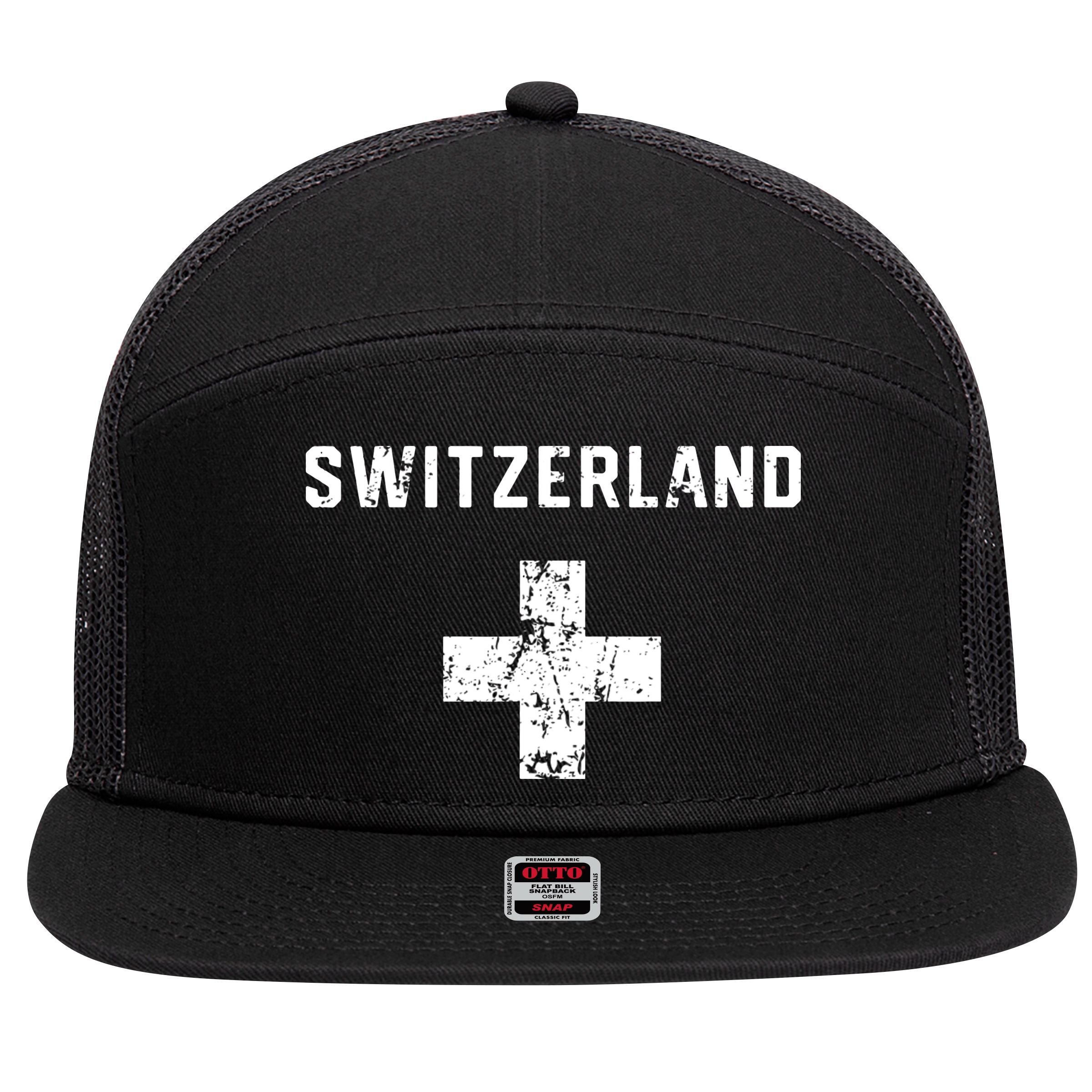 Switzerland National Team Swiss Jersey Retro Vintage 7 Panel Mesh Trucker Snapback Hat