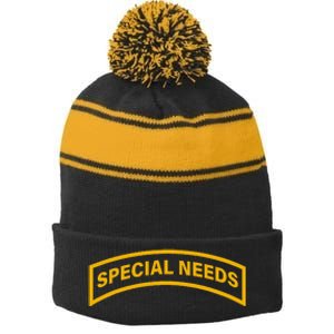 Special Needs Tab Stripe Pom Pom Beanie