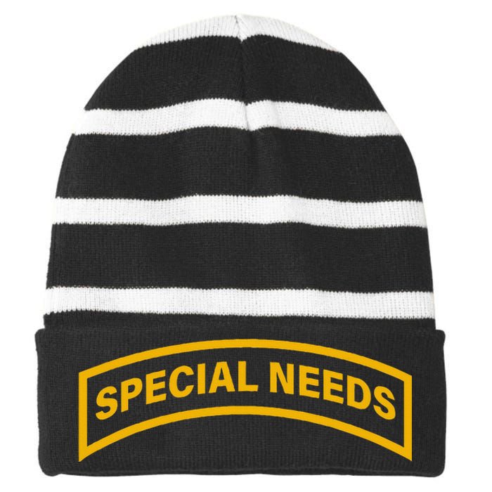 Special Needs Tab Striped Beanie with Solid Band