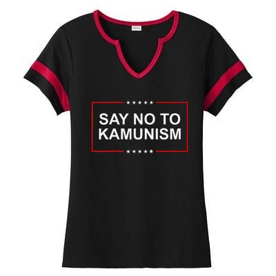 Say No To Kamunism 2024 Elections Trump President Republican Ladies Halftime Notch Neck Tee