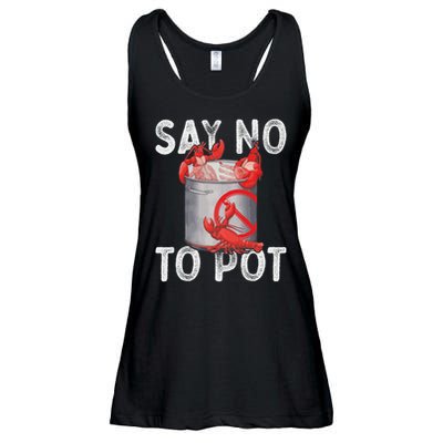 Say No To Pot Seafood Lover Lobster Crawfish Funny Ladies Essential Flowy Tank