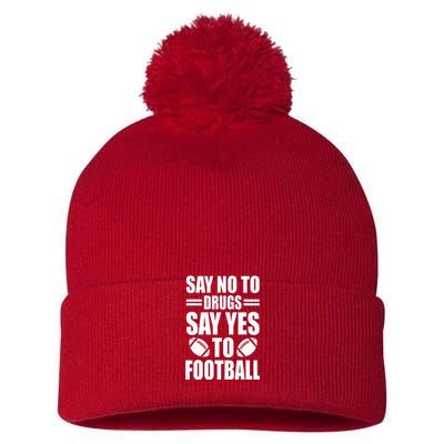 Say No To Yes To Football Red Ribbon Week Awareness Pom Pom 12in Knit Beanie