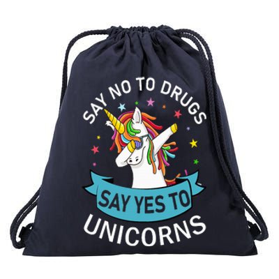 Say No To Drugs Say Yes To Unicorn Red Ribbon Week Drawstring Bag