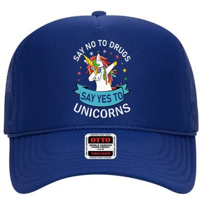 Say No To Drugs Say Yes To Unicorn Red Ribbon Week High Crown Mesh Back Trucker Hat