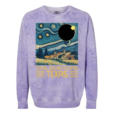 Starry Night Texas Total Solar Eclipse Artwork Colorblast Crewneck Sweatshirt