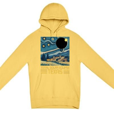 Starry Night Texas Total Solar Eclipse Artwork Premium Pullover Hoodie