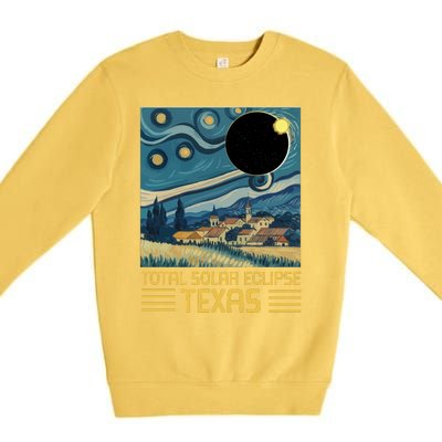 Starry Night Texas Total Solar Eclipse Artwork Premium Crewneck Sweatshirt